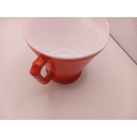 Vintage Hazel Atlas Orange Cream & Sugar Bowls Milk Glass D Handle - Picture 14 of 16